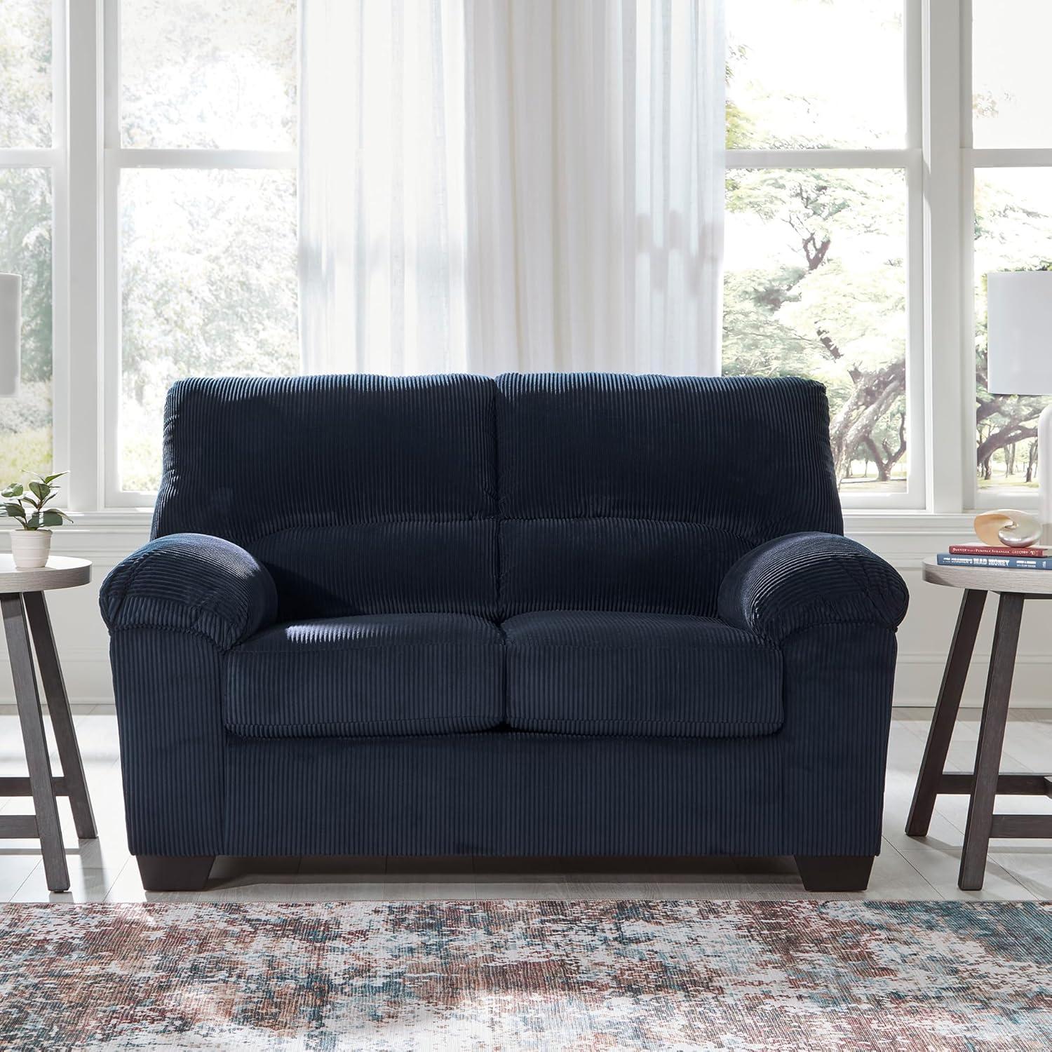 imageSignature Design by Ashley SimpleJoy Contemporary Loveseat for Living Room BlueBlue