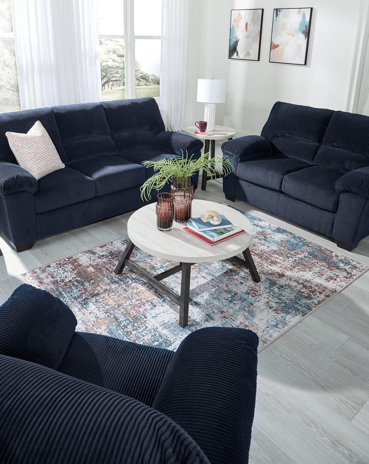 imageSignature Design by Ashley SimpleJoy Contemporary Loveseat for Living Room BlueBlue