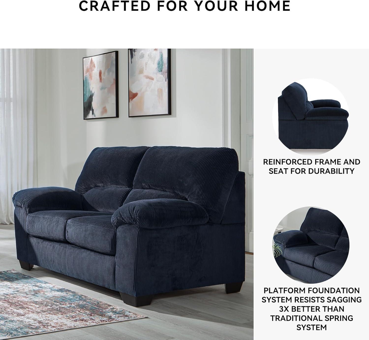imageSignature Design by Ashley SimpleJoy Contemporary Loveseat for Living Room BlueBlue