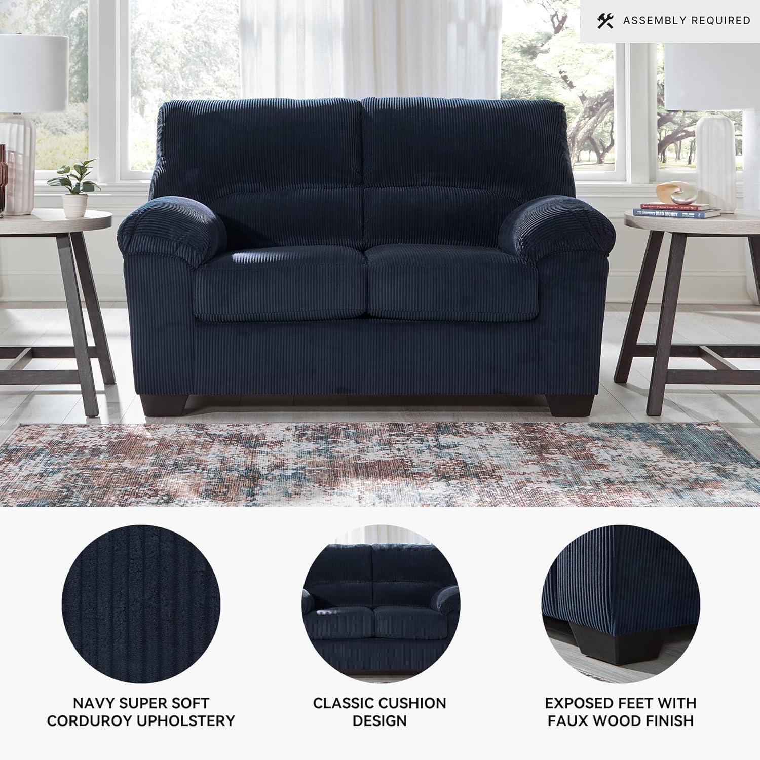 imageSignature Design by Ashley SimpleJoy Contemporary Loveseat for Living Room BlueBlue