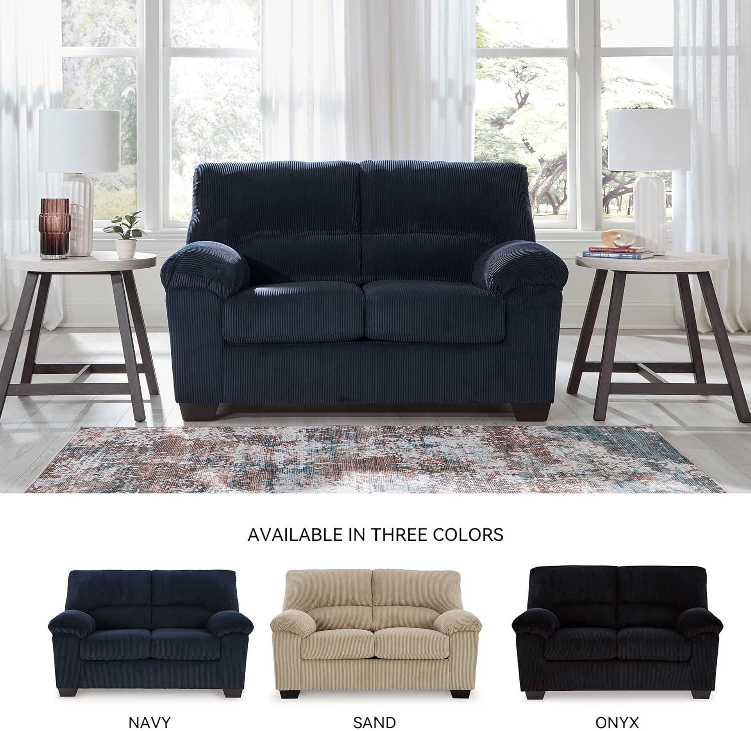 imageSignature Design by Ashley SimpleJoy Contemporary Loveseat for Living Room BlueBlue