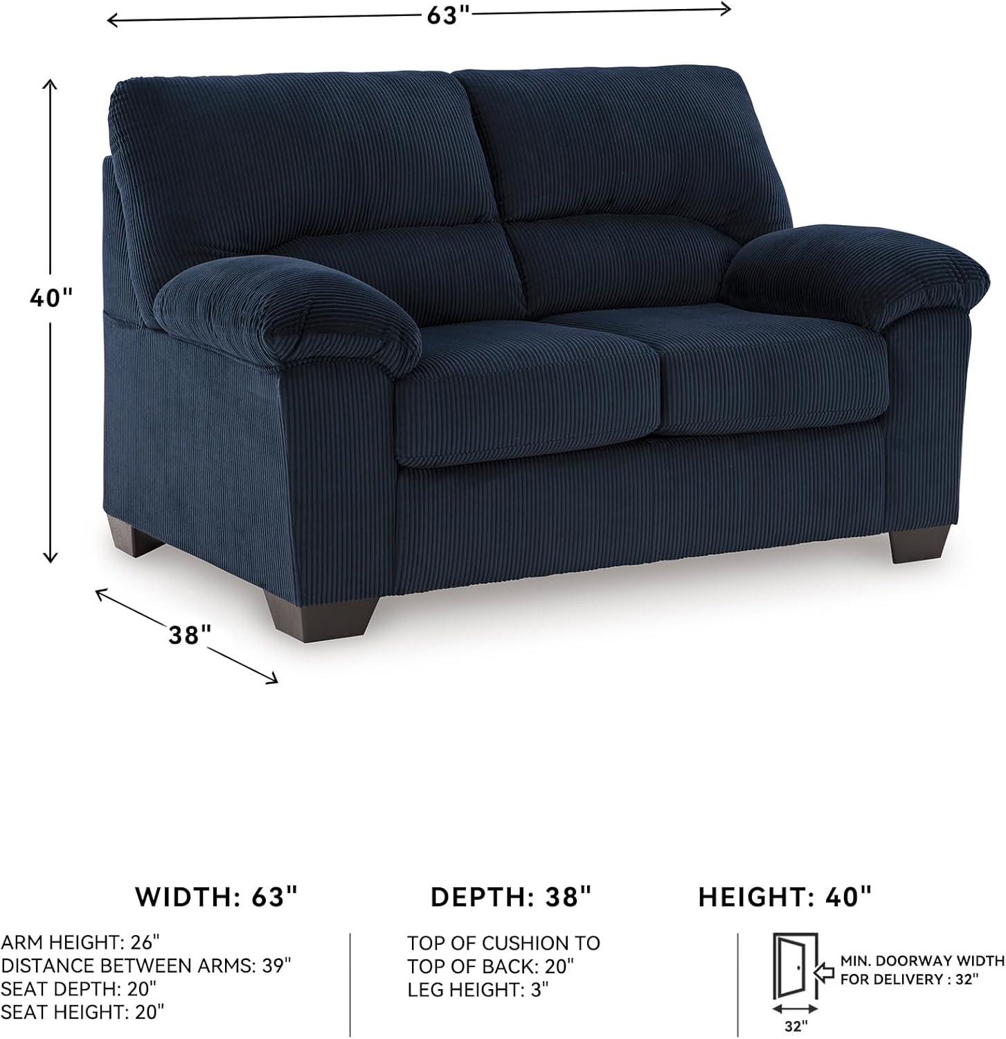 imageSignature Design by Ashley SimpleJoy Contemporary Loveseat for Living Room BlueBlue