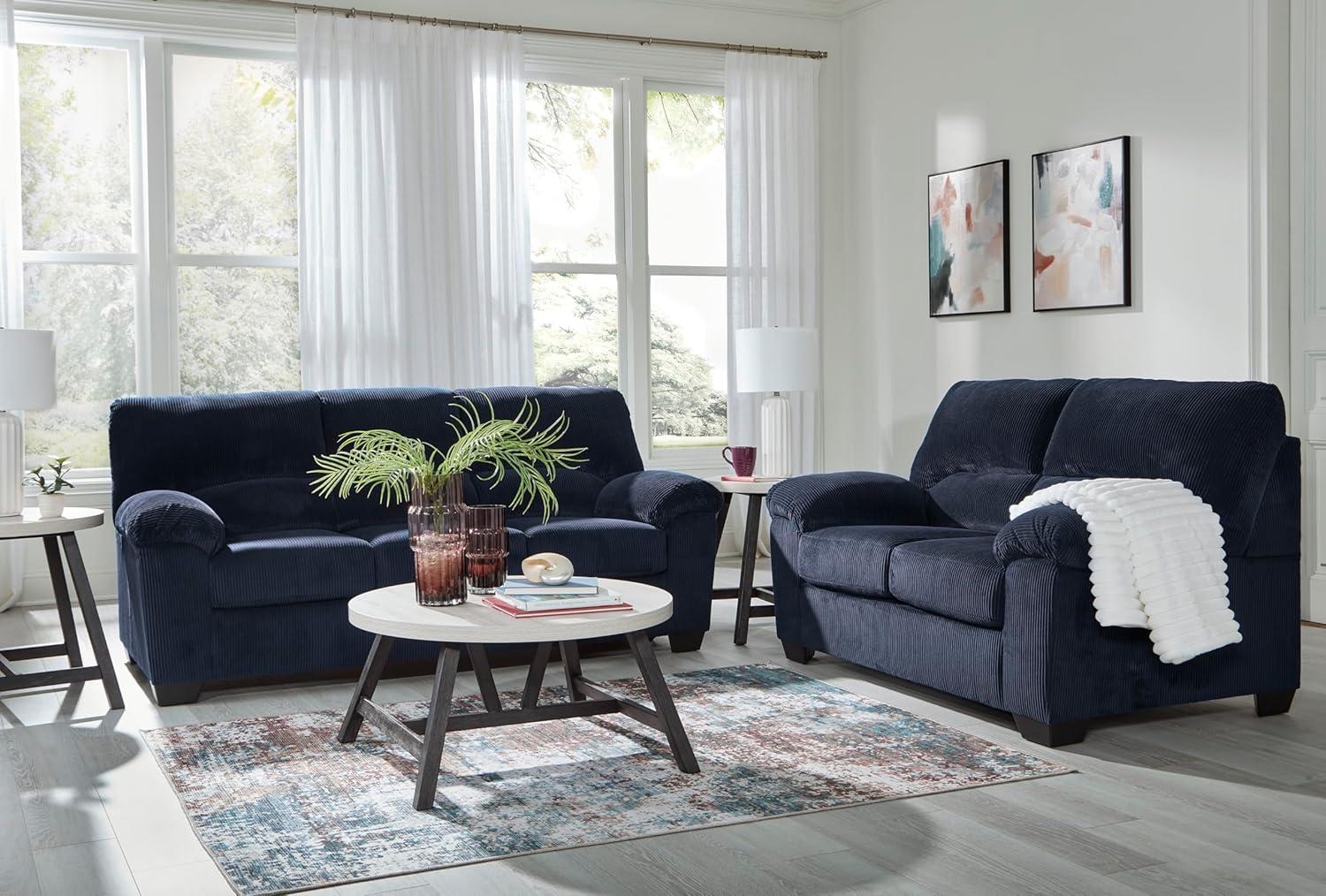 imageSignature Design by Ashley SimpleJoy Contemporary Loveseat for Living Room BlueBlue