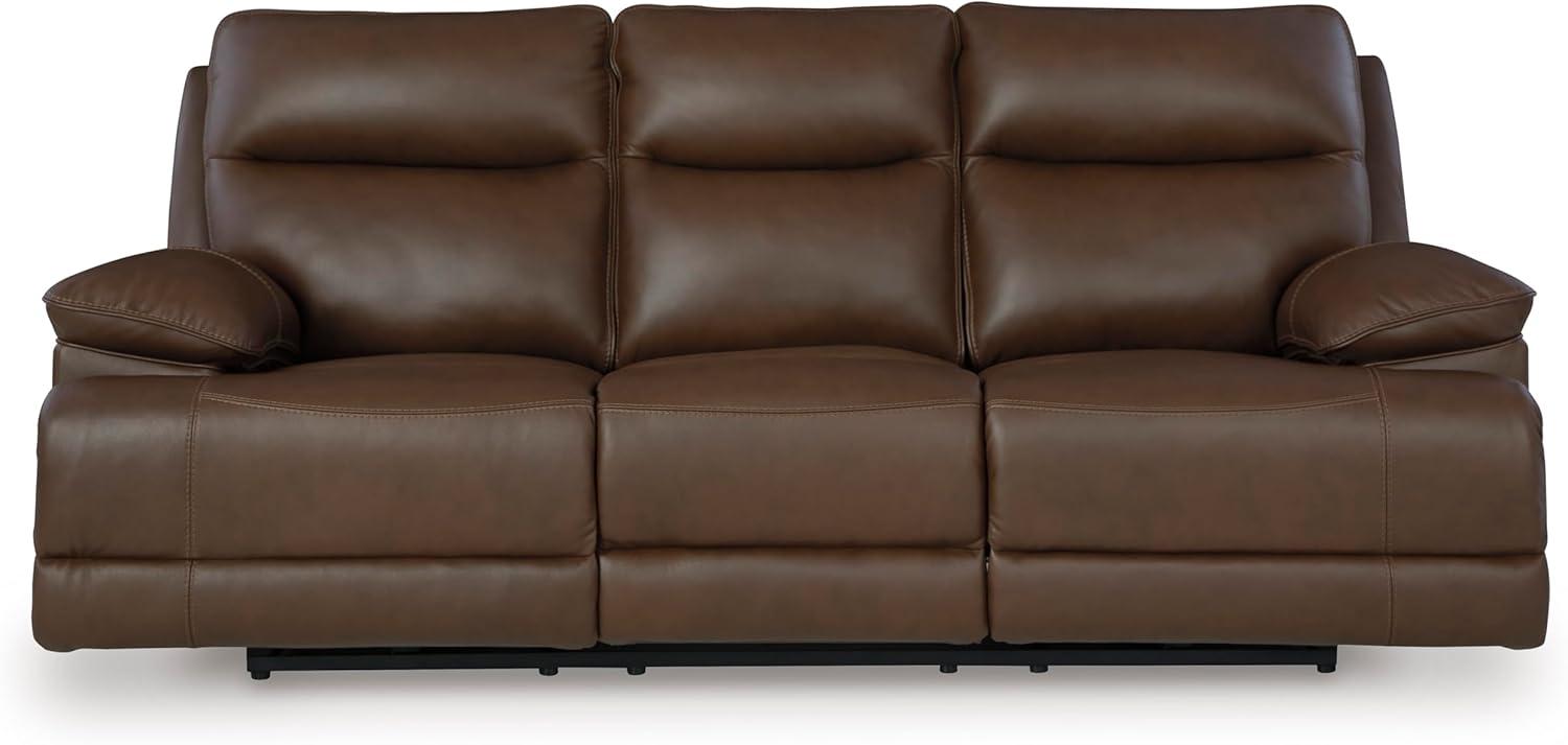 imageSignature Design by Ashley VonRyan Modern Leather Match Power Reclining Sofa with USB Ports Dark BrownPower Reclining Sofa
