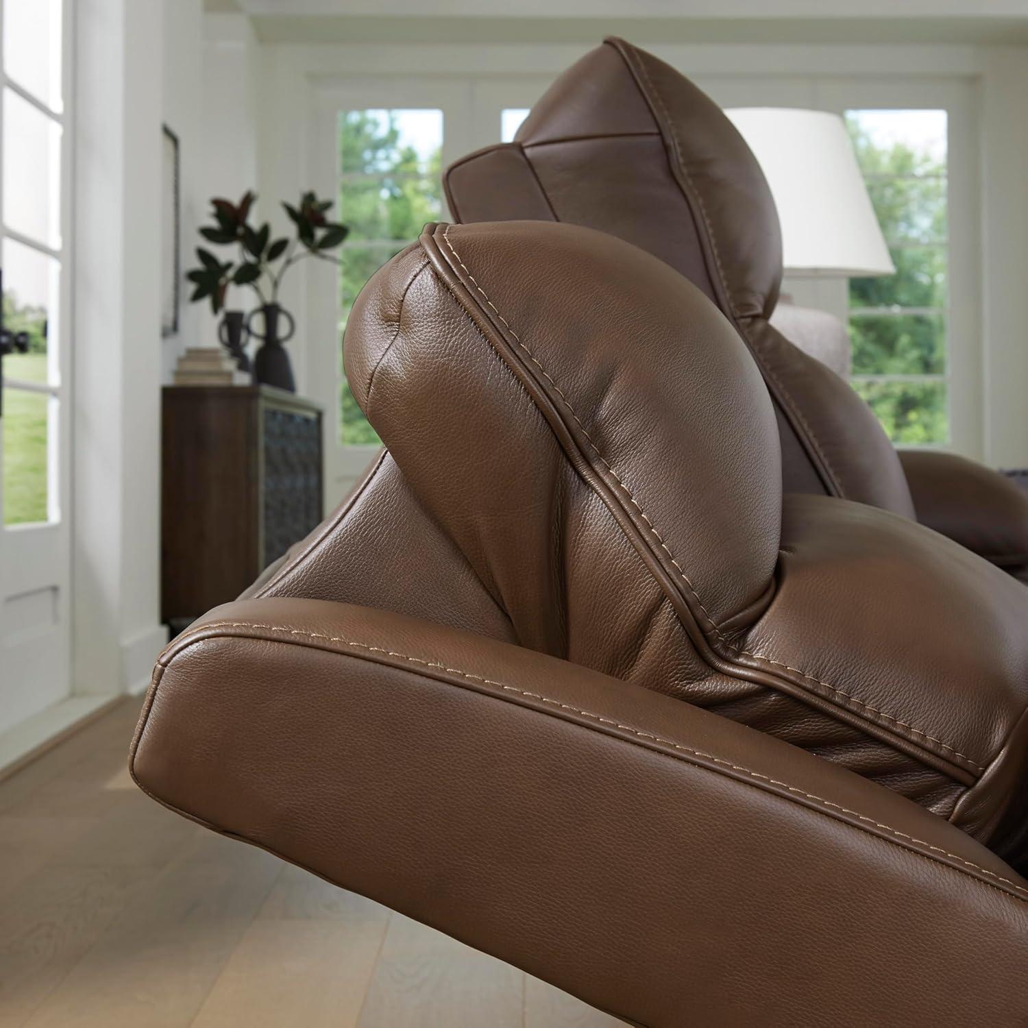 imageSignature Design by Ashley VonRyan Modern Leather Match Power Reclining Sofa with USB Ports Dark BrownPower Reclining Sofa