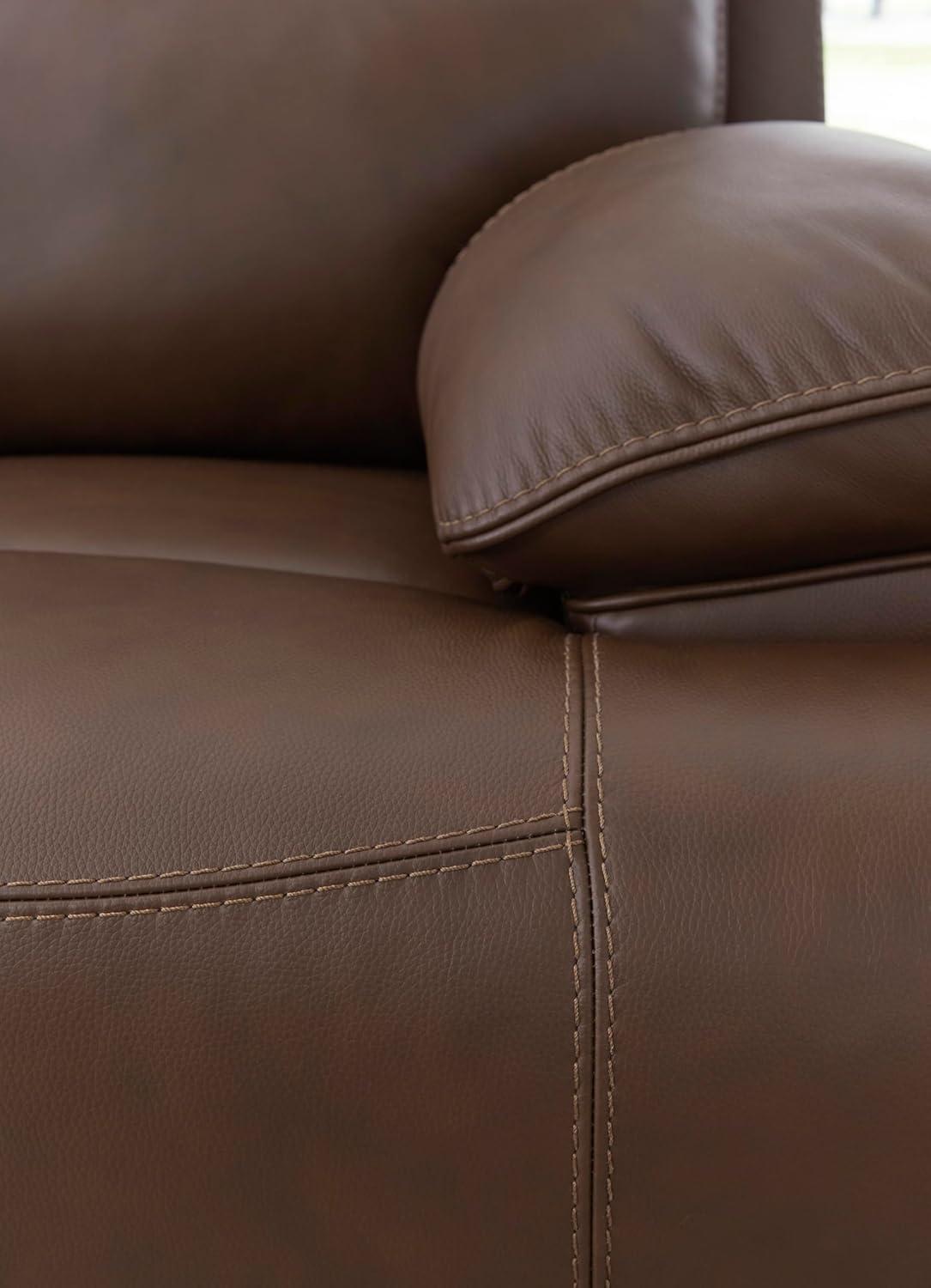 imageSignature Design by Ashley VonRyan Modern Leather Match Power Reclining Sofa with USB Ports Dark BrownPower Reclining Sofa