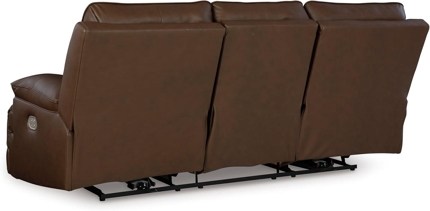 imageSignature Design by Ashley VonRyan Modern Leather Match Power Reclining Sofa with USB Ports Dark BrownPower Reclining Sofa