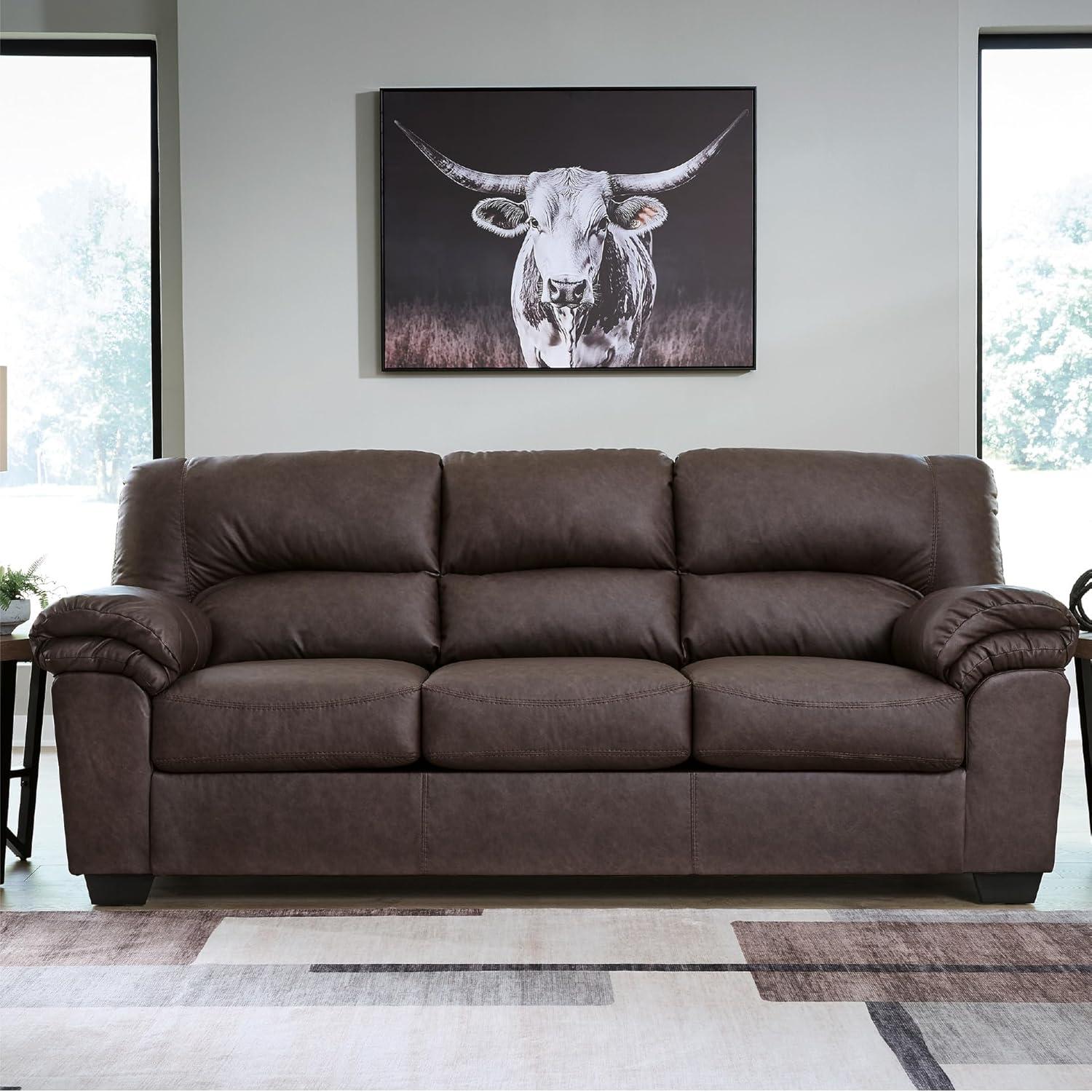imageSignature Design by Ashley WalkerPoint Contemporary Sofa with Removable Cushion Dark Brown