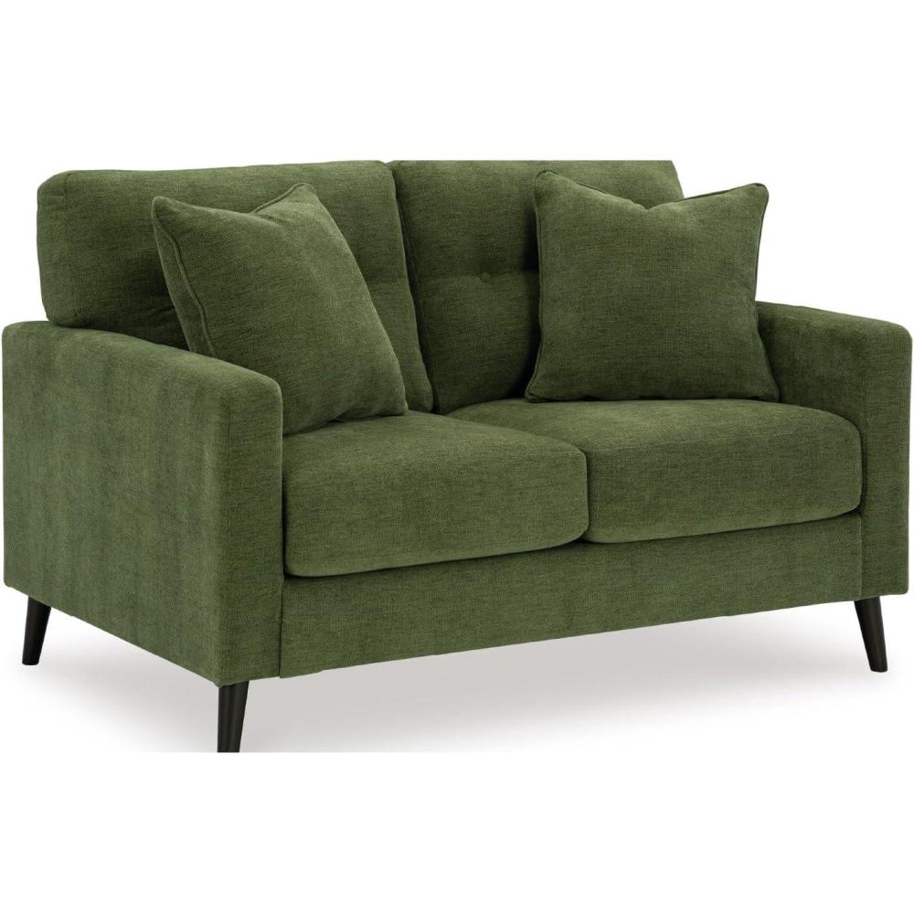 imageSignature Design by Ashley Bixler MidCentury Modern Tufted Loveseat with 2 Toss Pillows GreenGreen
