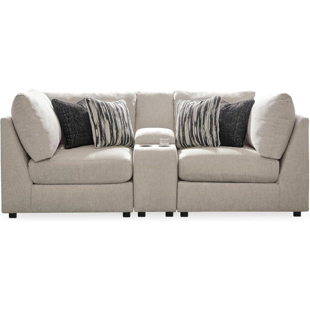 imageSignature Design by Ashley Kellway Casual 3Piece Sectional Sofa with Loose Cushions and 4 Accent Pillows BeigeBeige