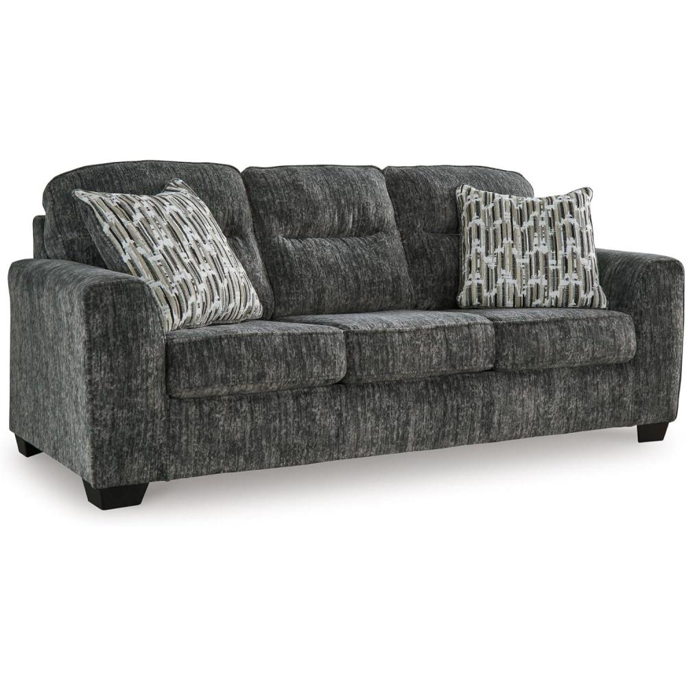 imageSignature Design by Ashley Lonoke Modern Sofa with 2 Accent Pillows Gray