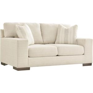 Signature Design by Ashley Maggie Contemporary Upholstered Loveseat with Accent Pillows, Off-White(Off-white)