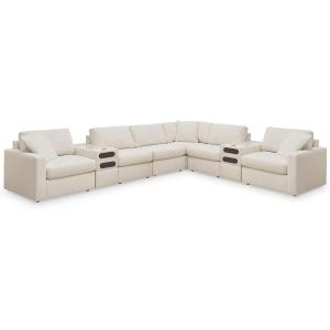 Signature Design by Ashley Modmax Contemporary Modular Stain Resistant 3-Piece Sofa with Removable Zippered Covers and 2 Accent Pillows, Reversible Back and Seat Cushions, Blue(Beige)