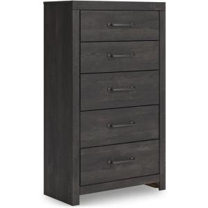 Signature Design by Ashley Robbinsdale Traditional 5 Drawer Chest, Antique White(Dark Gray)