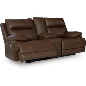 Signature Design by Ashley VonRyan Modern Leather Match Power Reclining Sofa with USB Ports, Dark Brown(Power Reclining Loveseat)