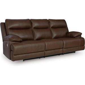 Signature Design by Ashley VonRyan Modern Leather Match Power Reclining Sofa with USB Ports, Dark Brown(Power Reclining Sofa)