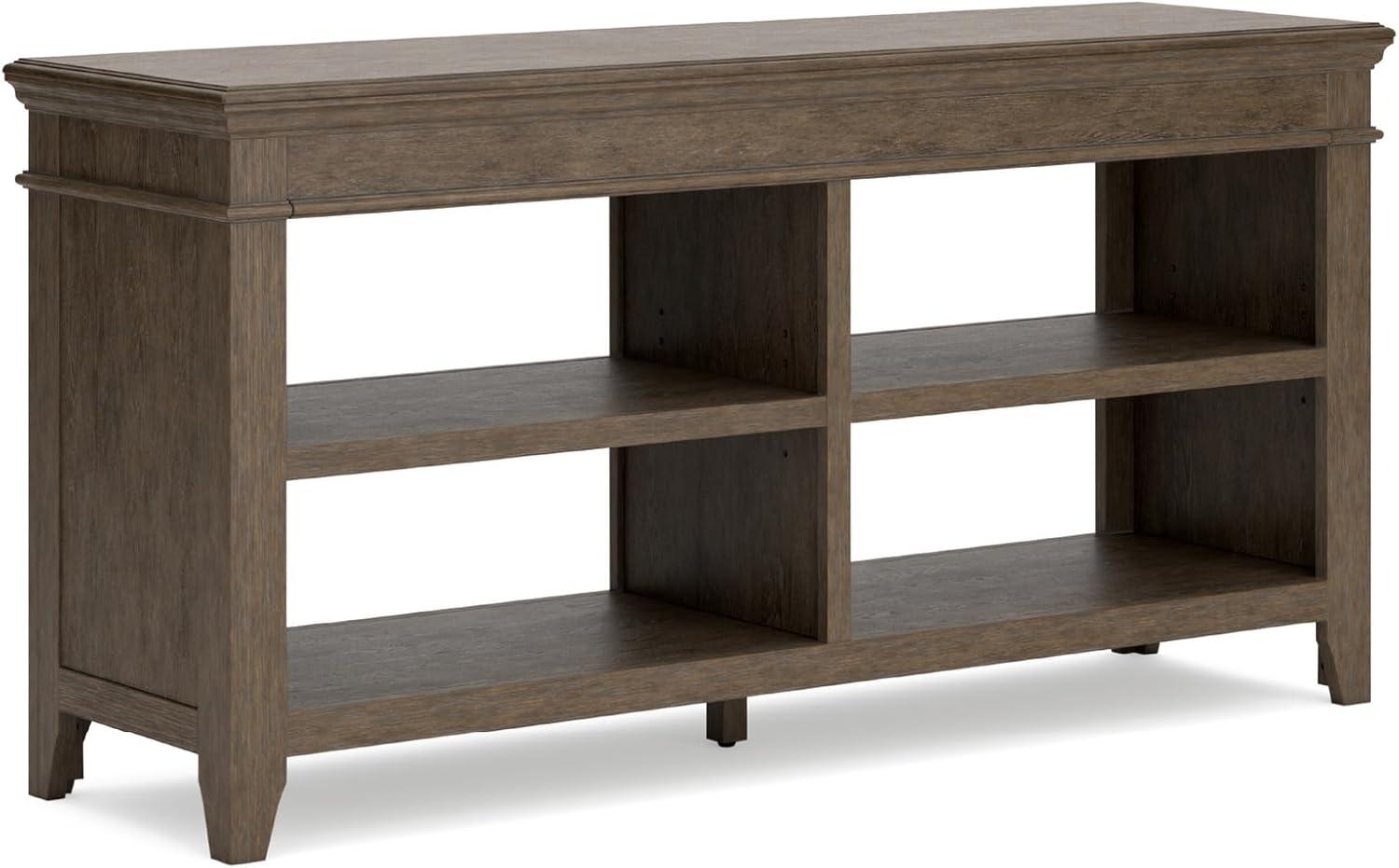 imageSignature Design by Ashley Kanwyn Transitional Bookcase with 1 Drawer 3 Shelves and LED Light WhitewashWeathered Gray