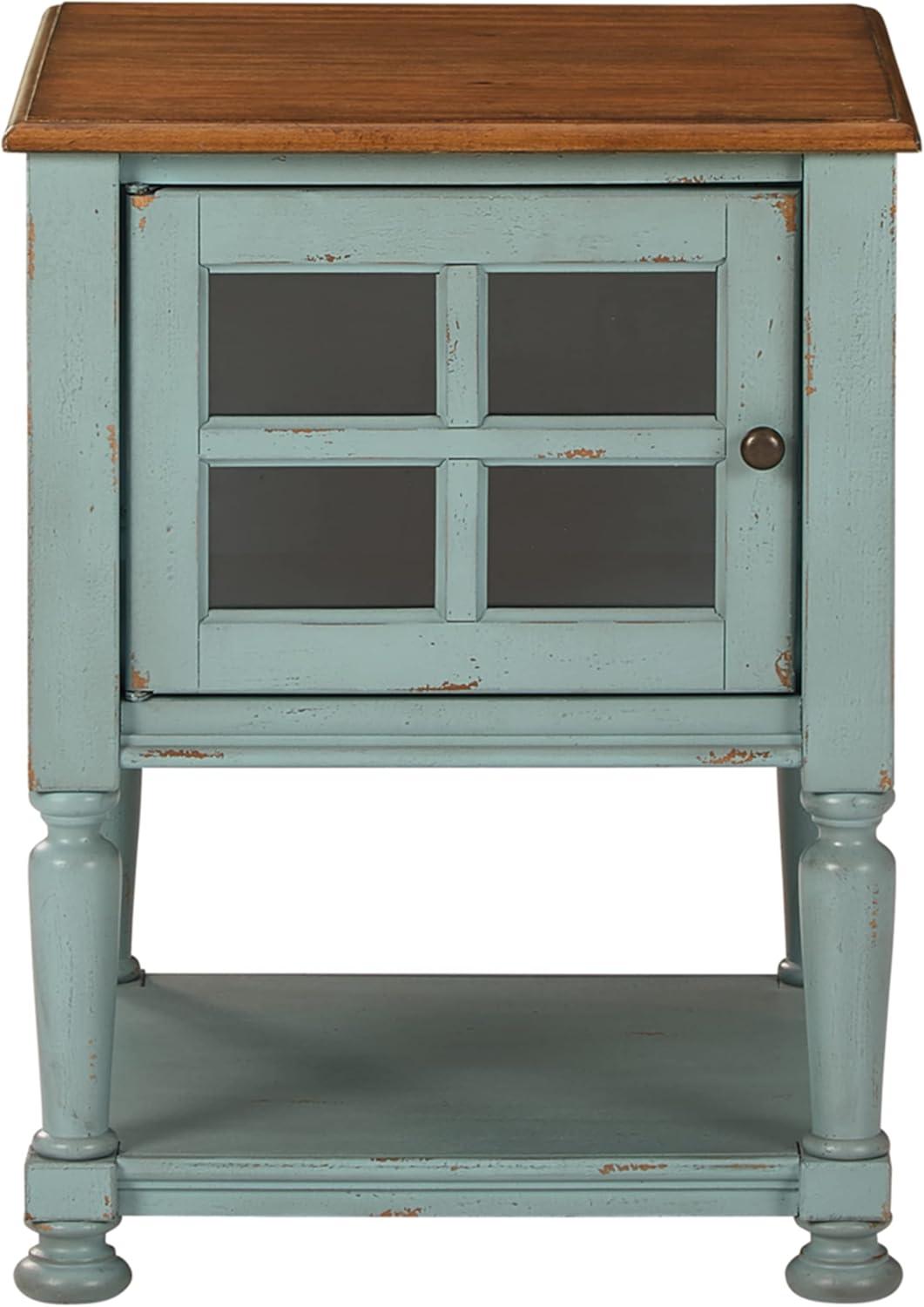 imageSignature Design by Ashley Mirimyn Farmhouse Accent Cabinet End Table Gray ampamp BrownTeal