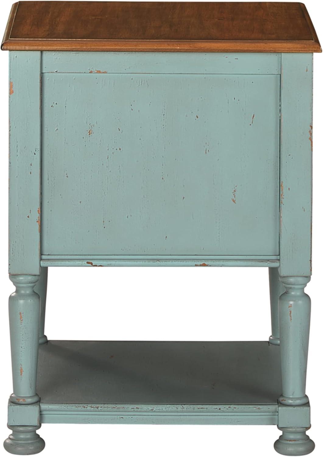 imageSignature Design by Ashley Mirimyn Farmhouse Accent Cabinet End Table Gray ampamp BrownTeal