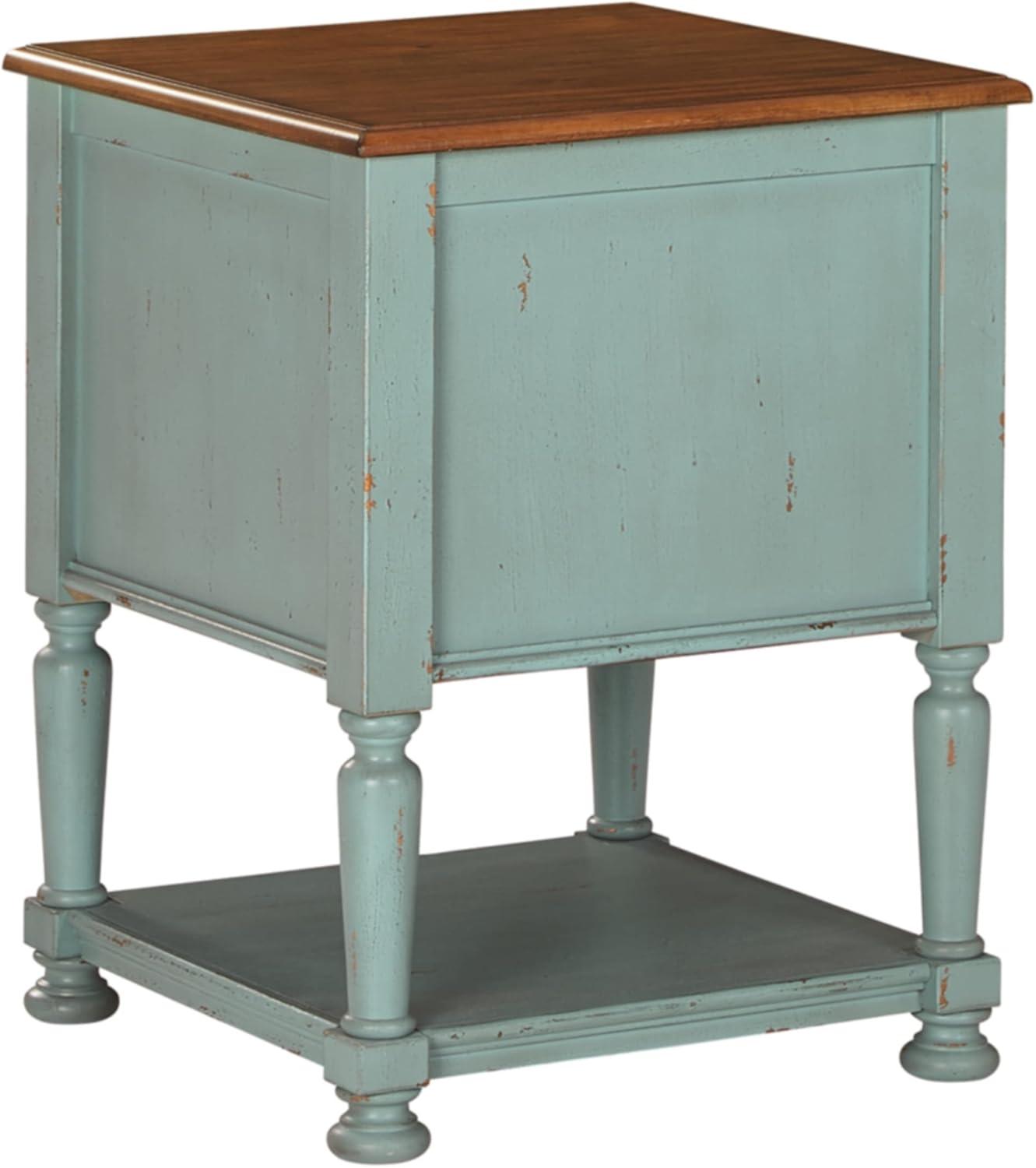 imageSignature Design by Ashley Mirimyn Farmhouse Accent Cabinet End Table Gray ampamp BrownTeal
