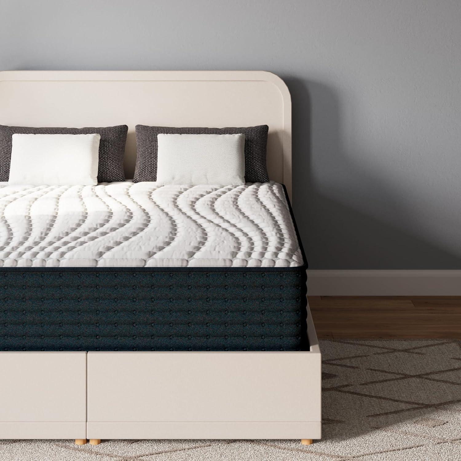 imageSignature Design by Ashley Queen Size Palisades 16 Inch Euro Top Hybrid Mattress with Quick Response Gel Memory Foam Fiberglass Free Mattress In A BoxTwin