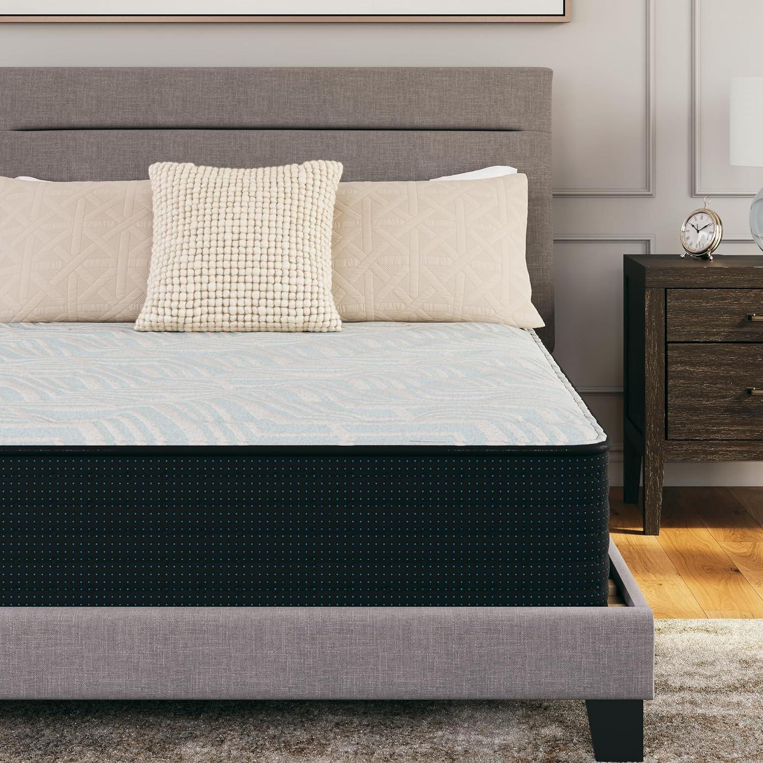 imageSignature Design by Ashley Queen Size Palisades 16 Inch Euro Top Hybrid Mattress with Quick Response Gel Memory Foam Fiberglass Free Mattress In A BoxFull
