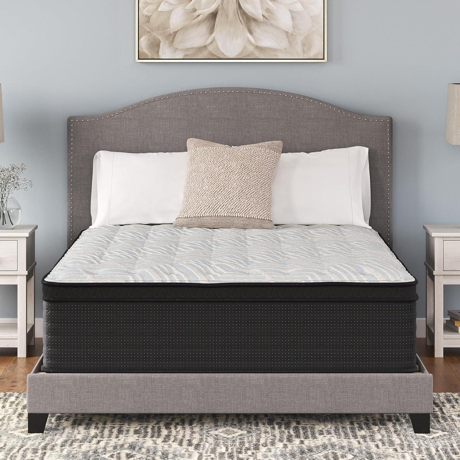imageSignature Design by Ashley Queen Size Palisades 16 Inch Euro Top Hybrid Mattress with Quick Response Gel Memory Foam Fiberglass Free Mattress In A BoxKing