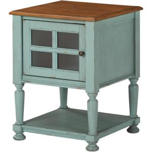 Signature Design by Ashley Mirimyn Farmhouse Accent Cabinet End Table, Gray & Brown(Teal)