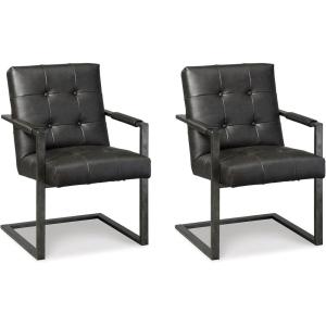 Signature Design by Ashley Starmore Urban Tufted Faux Leather Home Office Desk Chair, Set of 2, Dark Gray
