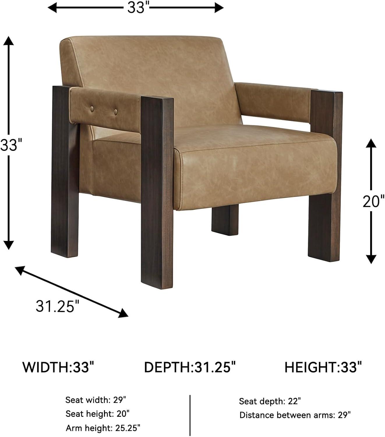 imageSignature Design by Ashley Adlanlock Contemporary Faux Leather Upholstered Solid Wood Accent Chair Light Brown ampamp Dark BrownLight Brown Dark Brown