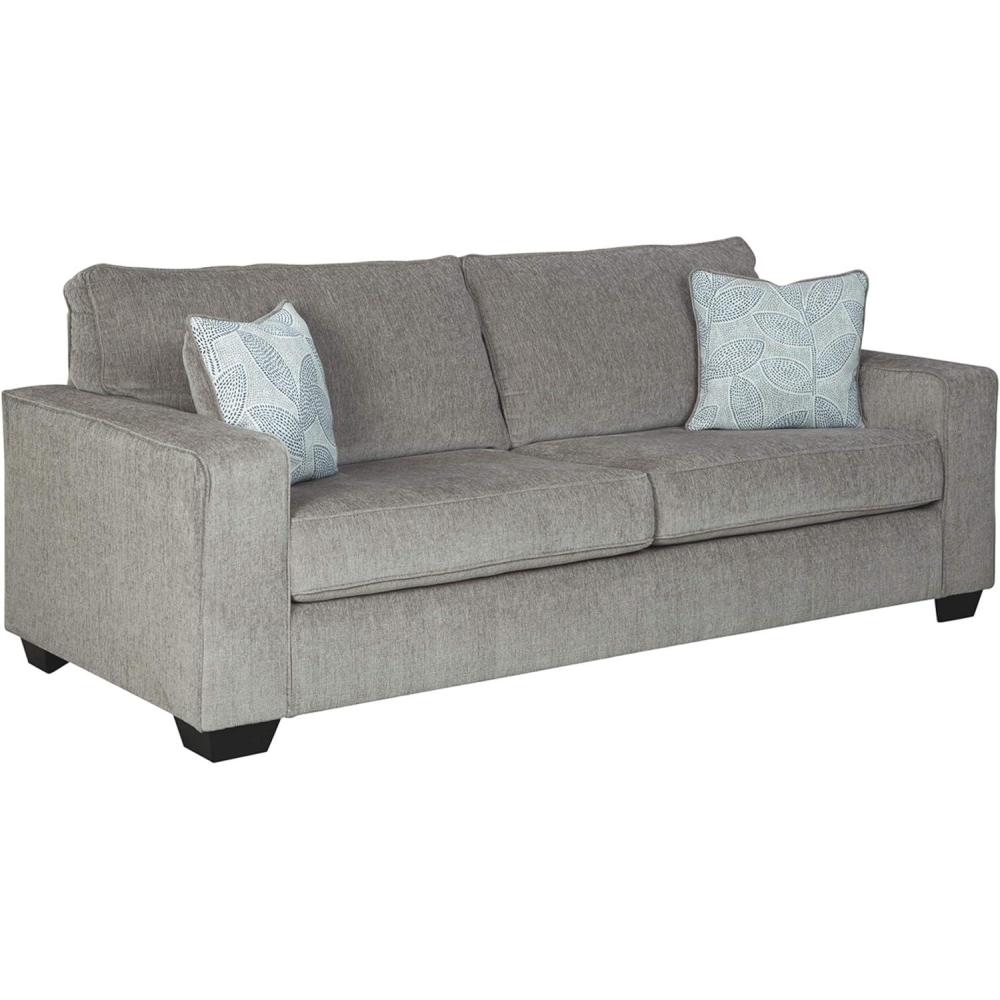 imageSignature Design by Ashley Altari Modern Queen Sofa Sleeper with 2 Accent Pillows Light GrayAlloy