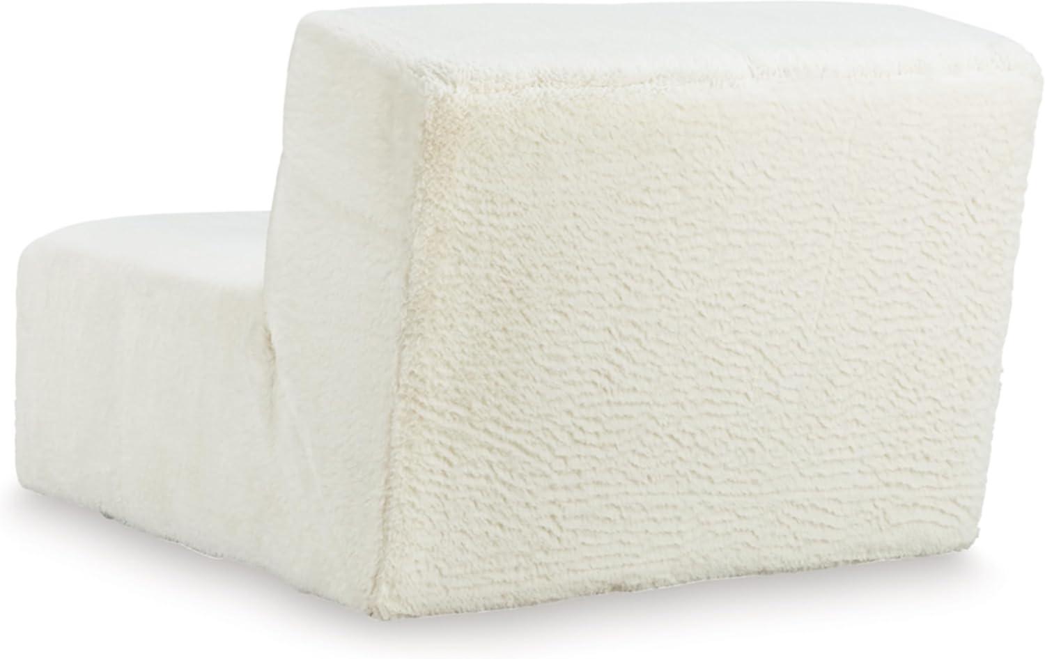 imageSignature Design by Ashley Brettner Coastal Faux Fur Tufted Upholstered Armless Accent Chair with NonSkid Legs White