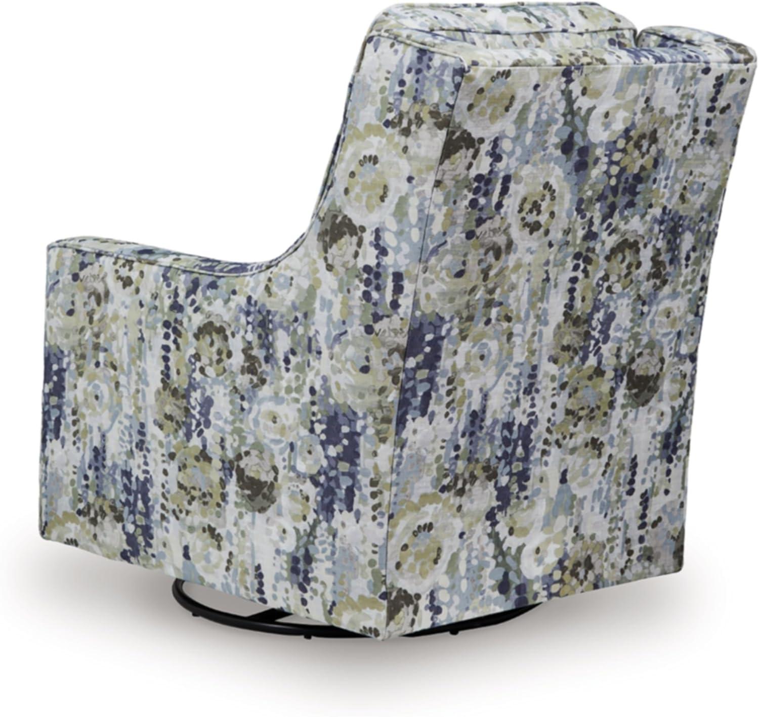 imageSignature Design by Ashley Dustinford Contemporary Abstract Floral Swivel Glider Accent Chair with Reversible Cushions Blue ampamp Green