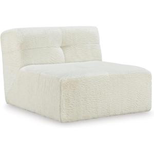 Signature Design by Ashley Brettner Coastal Faux Fur Tufted Upholstered Armless Accent Chair with Non-Skid Legs, White