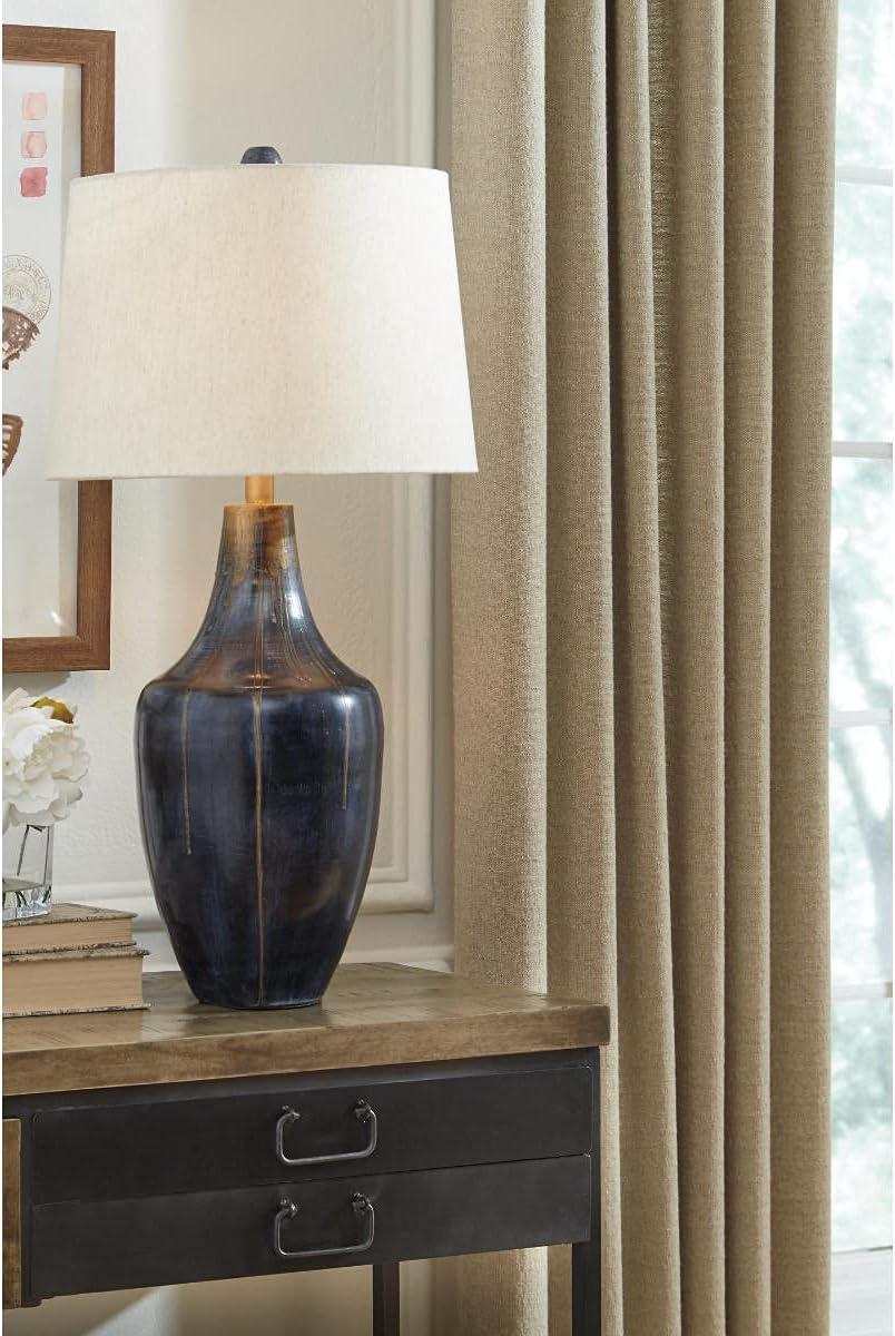 imageSignature Design by Ashley Evania Contemporary 30quot Distressed Metal Single Table Lamp Dark Blue ampamp Gold