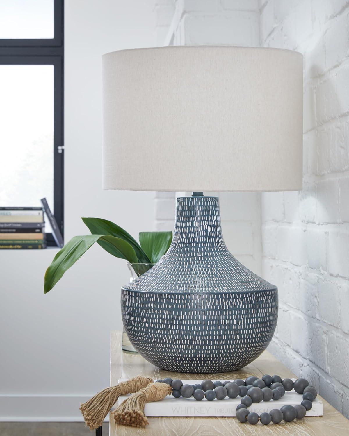 imageSignature Design by Ashley Schylarmont Contemporary Aluminum Table Lamp with 3Way Switch Gray ampamp White