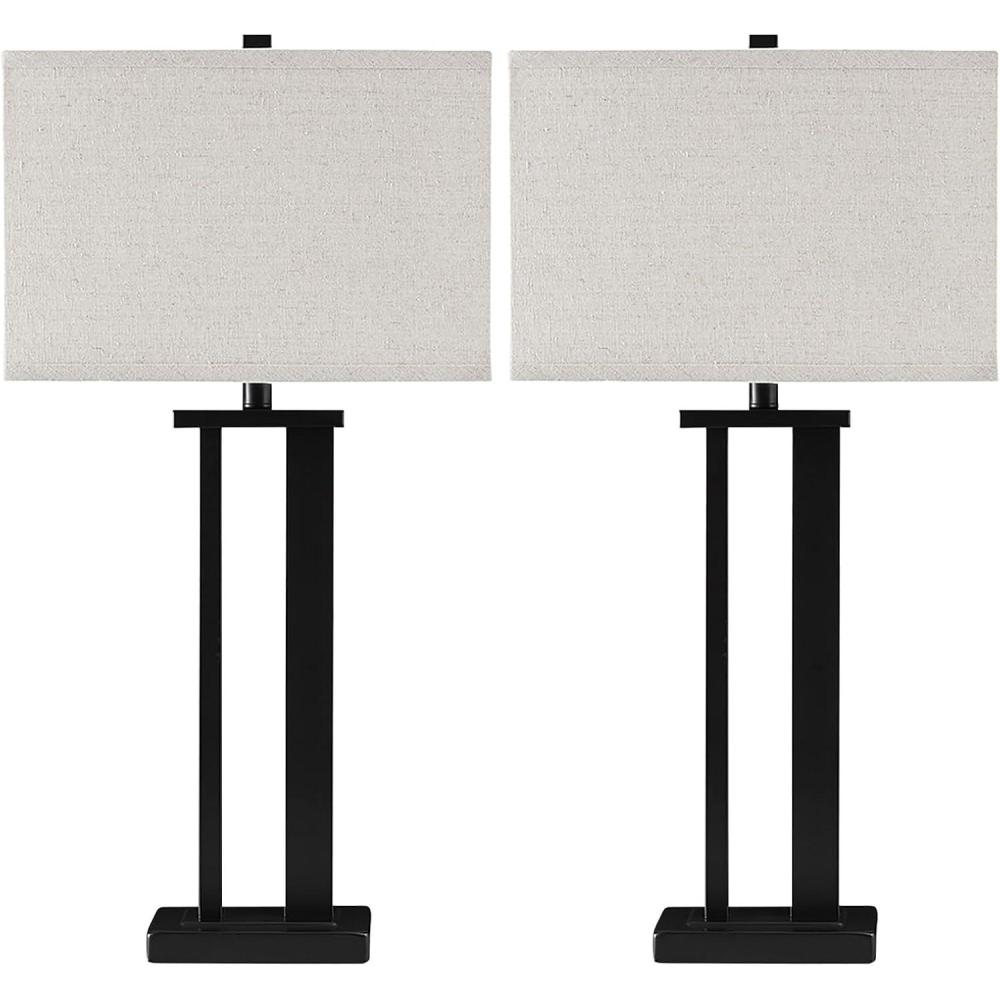 imageSignature Design by Ashley Aniela Minimalist Table Lamp 2 Count Lamps 295quot Silver FinishBronze