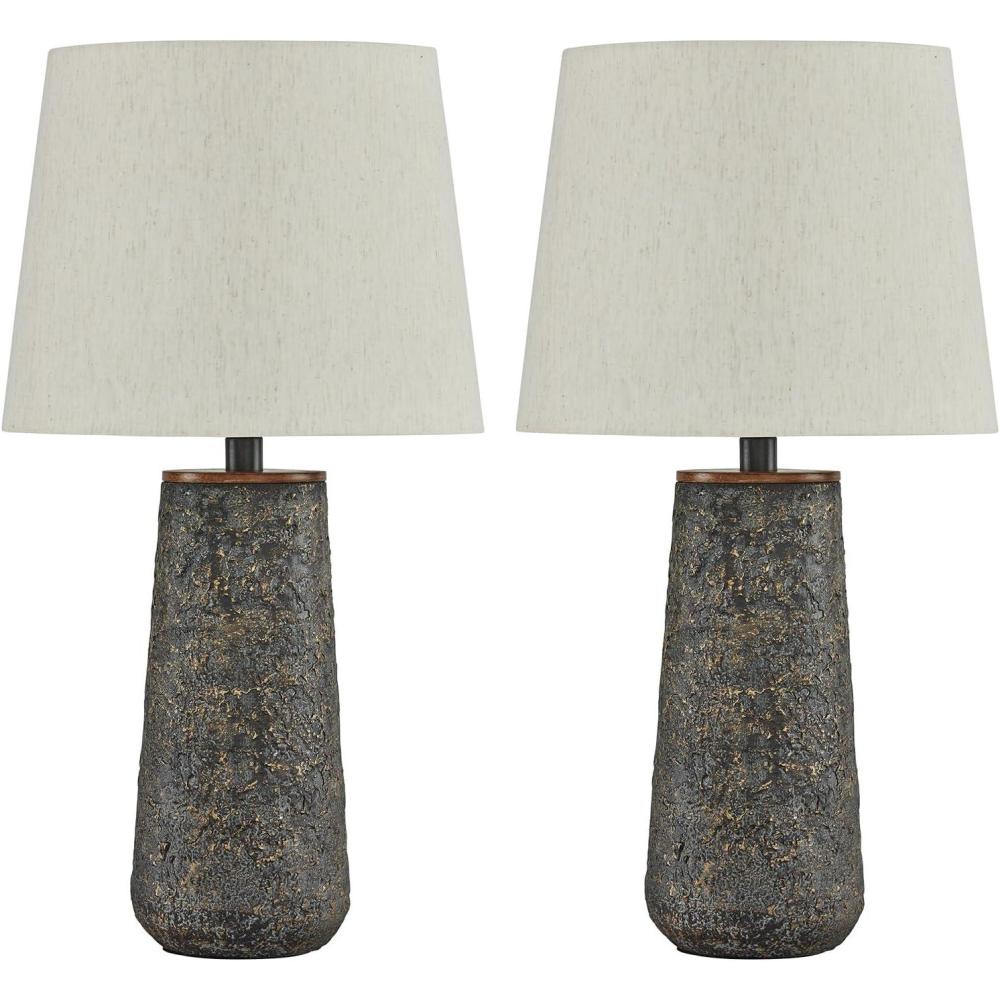 imageSignature Design by Ashley Chaston Casual Modern Table Lamp Set 2 Count Antique Bronze FinishAntique Bronze Finish