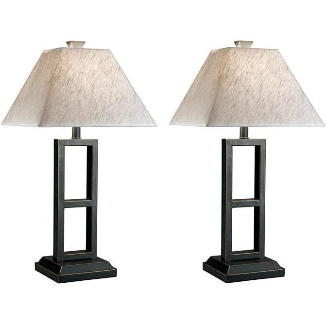 imageSignature Design by Ashley Deidra Modern 2775quot Metal Table Lamp 2 Count Black Finish