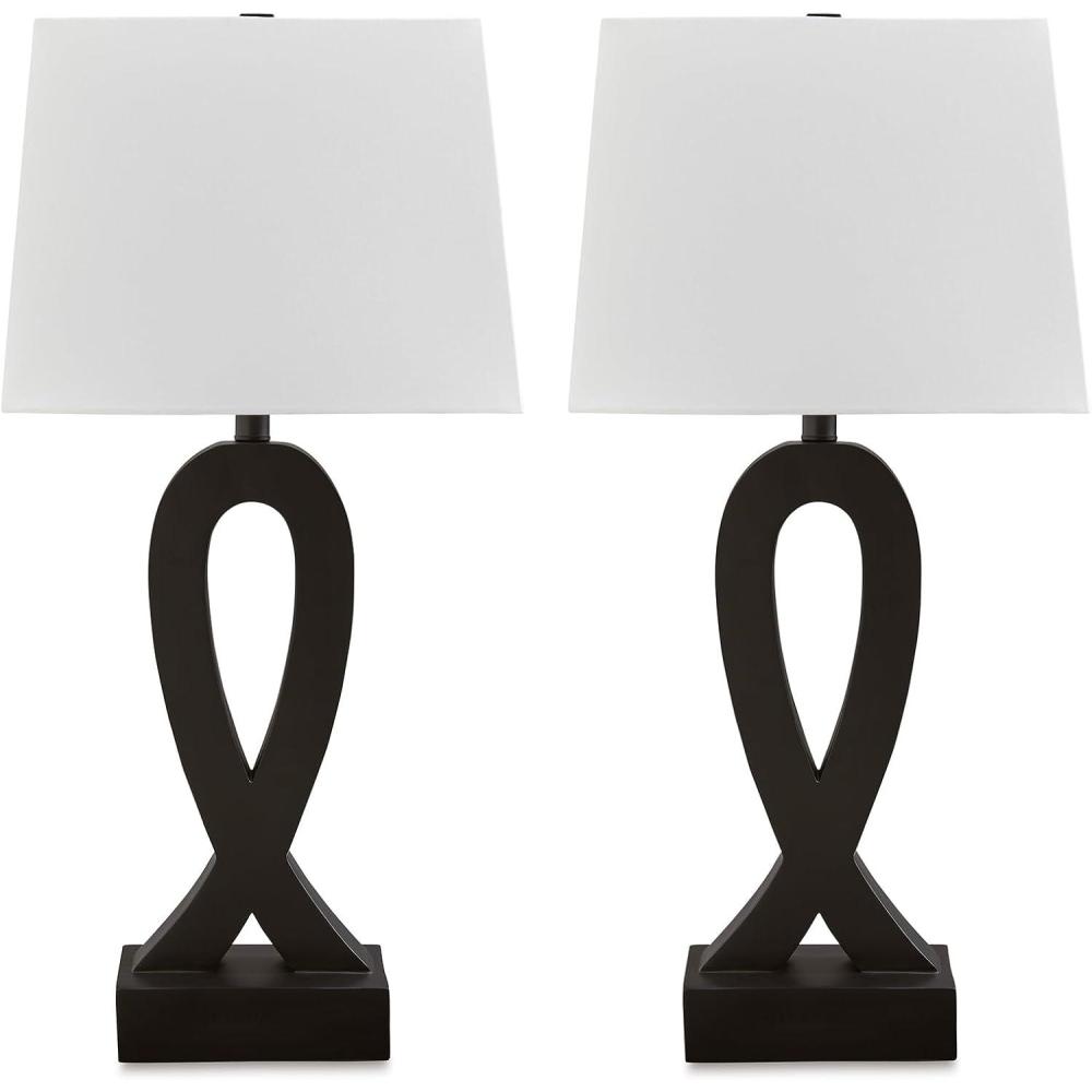 imageSignature Design by Ashley Markellton Modern 2925quot Polyresin Table Lamp Set of 2 Black