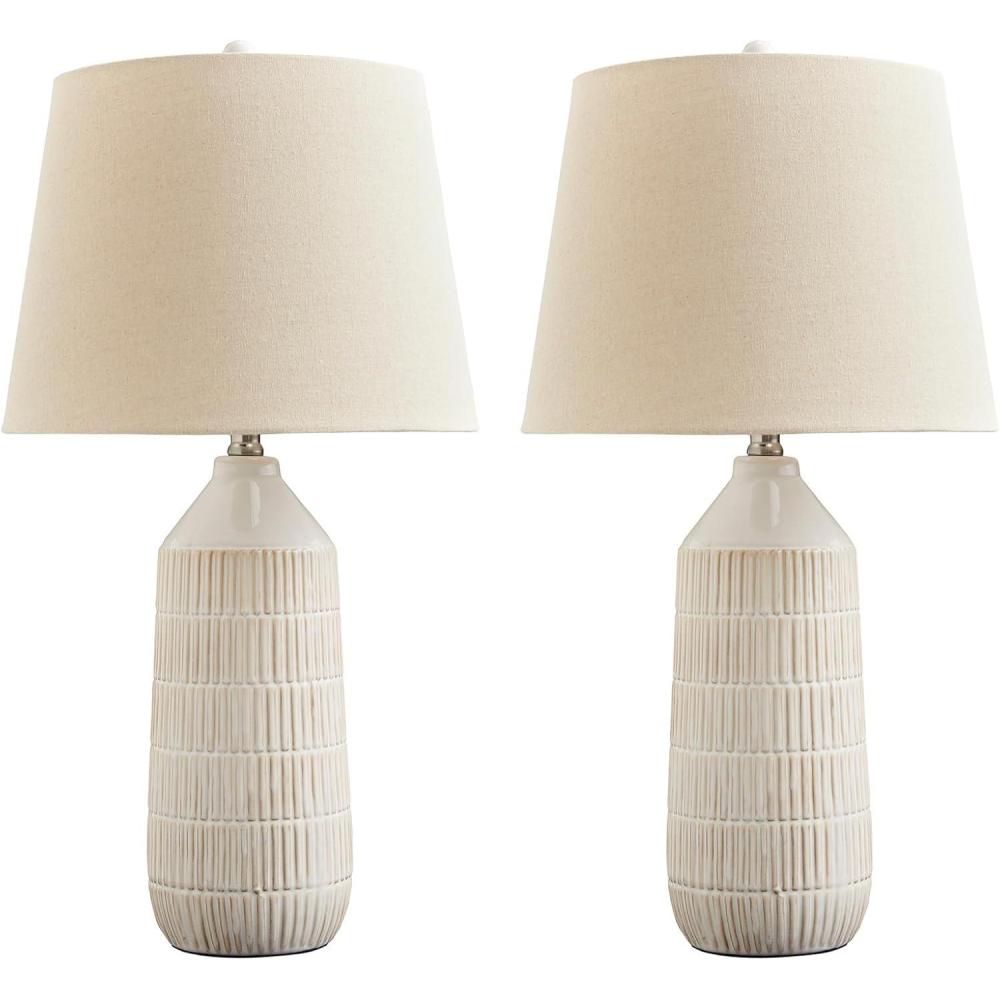imageSignature Design by Ashley Willport Modern 265quot Ceramic Table Lamp Set of 2 Beige