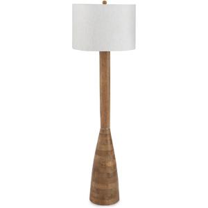 Signature Design by Ashley Ailsa Farmhouse Floor Lamp with 3-Way Switch and Drum Shade, Light Brown