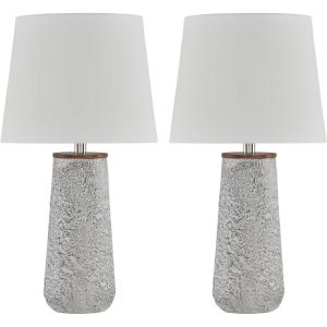 Signature Design by Ashley Chaston Casual Modern Table Lamp Set, 2 Count, Antique Bronze Finish(Antique White)