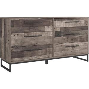 Signature Design by Ashley Neilsville 6 Drawer Dresser, Dark Brown(Plank/Black)