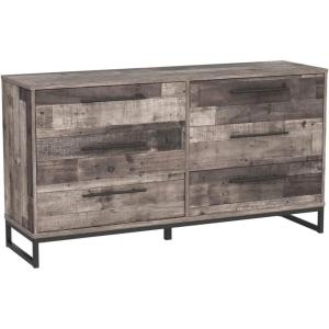 Signature Design by Ashley Neilsville 6 Drawer Dresser, Dark Brown(Plank/Black-1)
