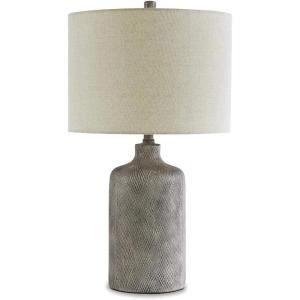 Signature Design by Ashley Tailynn Modern 25.25″ Glass Table Lamp with Hardback Shade, Clear(Antique black)
