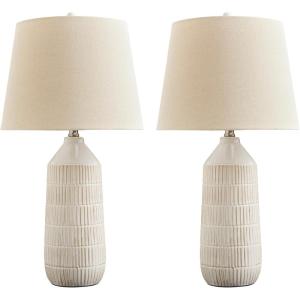 Signature Design by Ashley Willport Modern 26.5″ Ceramic Table Lamp, Set of 2, Beige