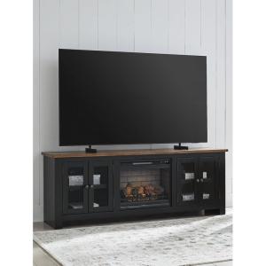 Signature Design by Ashley Willowton Farmhouse 4-Piece Entertainment Center for TVs up to 69″ with Adjustable Shelves, Whitewash(Black)