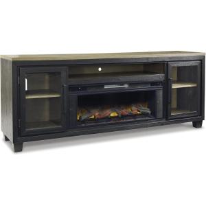 Signature Design by Ashley Willowton Farmhouse 4-Piece Entertainment Center for TVs up to 69″ with Adjustable Shelves, Whitewash(Black/Brown)