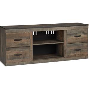 Signature Design by Ashley Willowton Farmhouse 4-Piece Entertainment Center for TVs up to 69″ with Adjustable Shelves, Whitewash(Natural Brown)